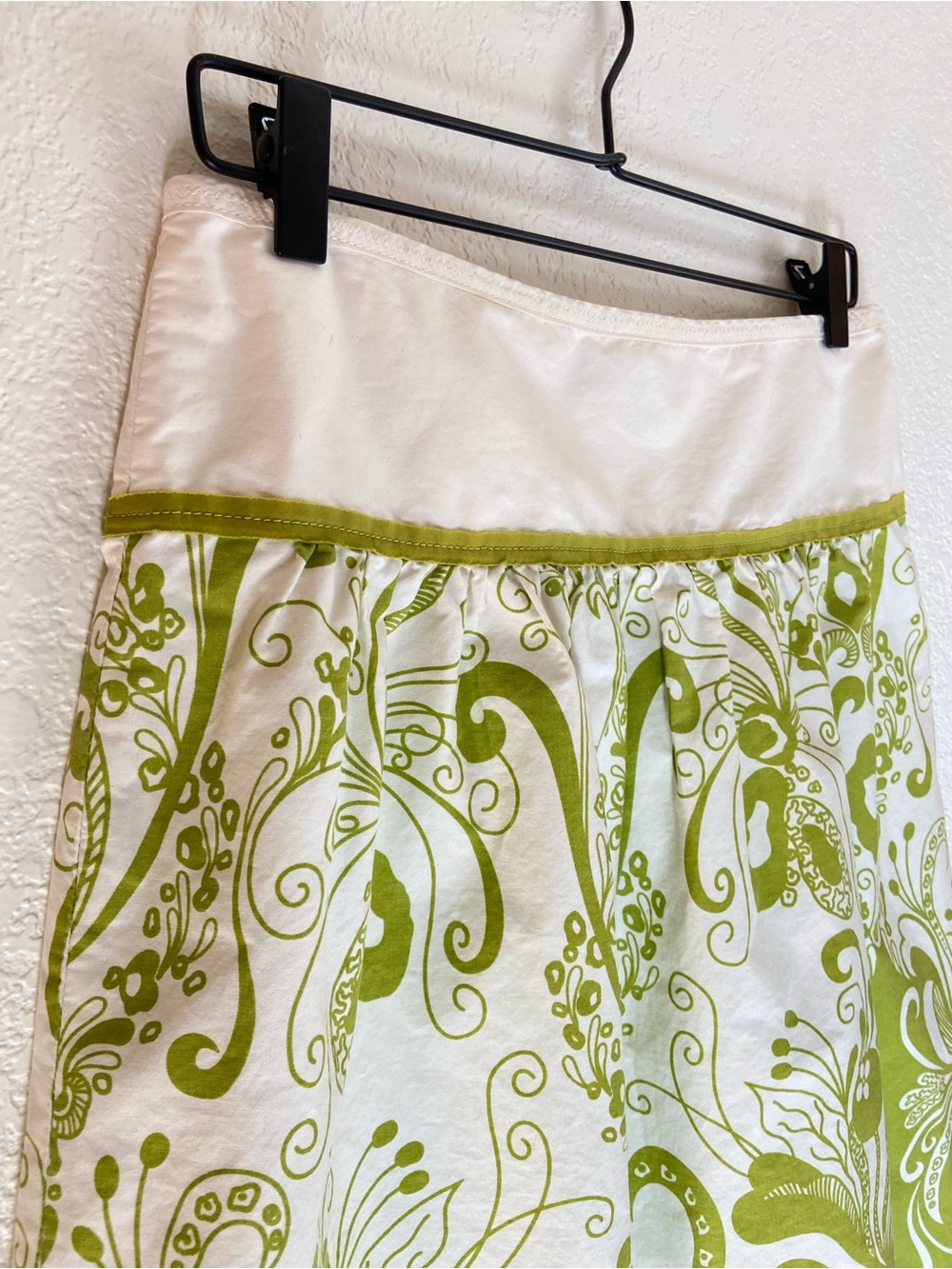 Vintage J.Crew Chartreuse Paisley A-line Full Skirt - Picture 3 of 5